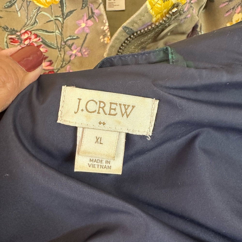 J. Crew Navy Plaid Feather Down Puffer Vest - Picture 6 of 6